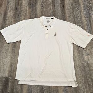 Tobasco Men's White 3-Button Short Sleeve Polo Shirt Size XL Logo 100% Cotton